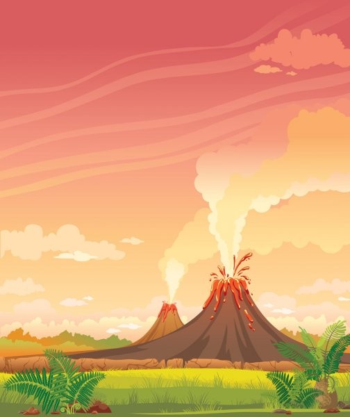 depositphotos_88468176-stock-illustration-prehistoric-landscape-smoky-volcanoes